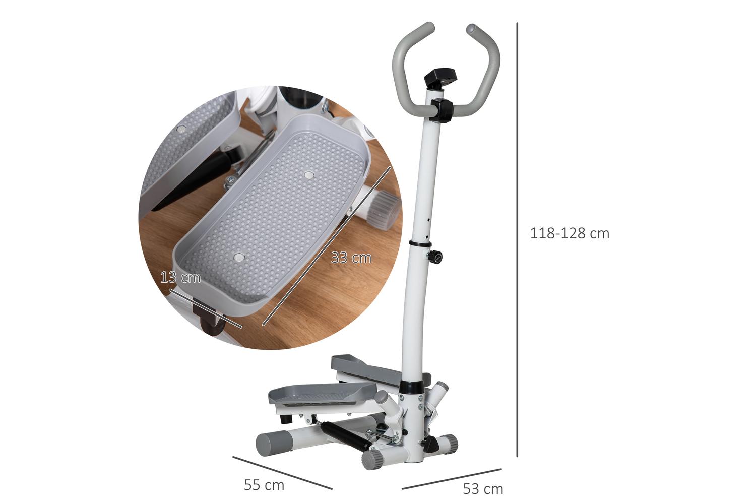 Homcom Adjustable Twist Stepper Workout Machine | White/Grey-2