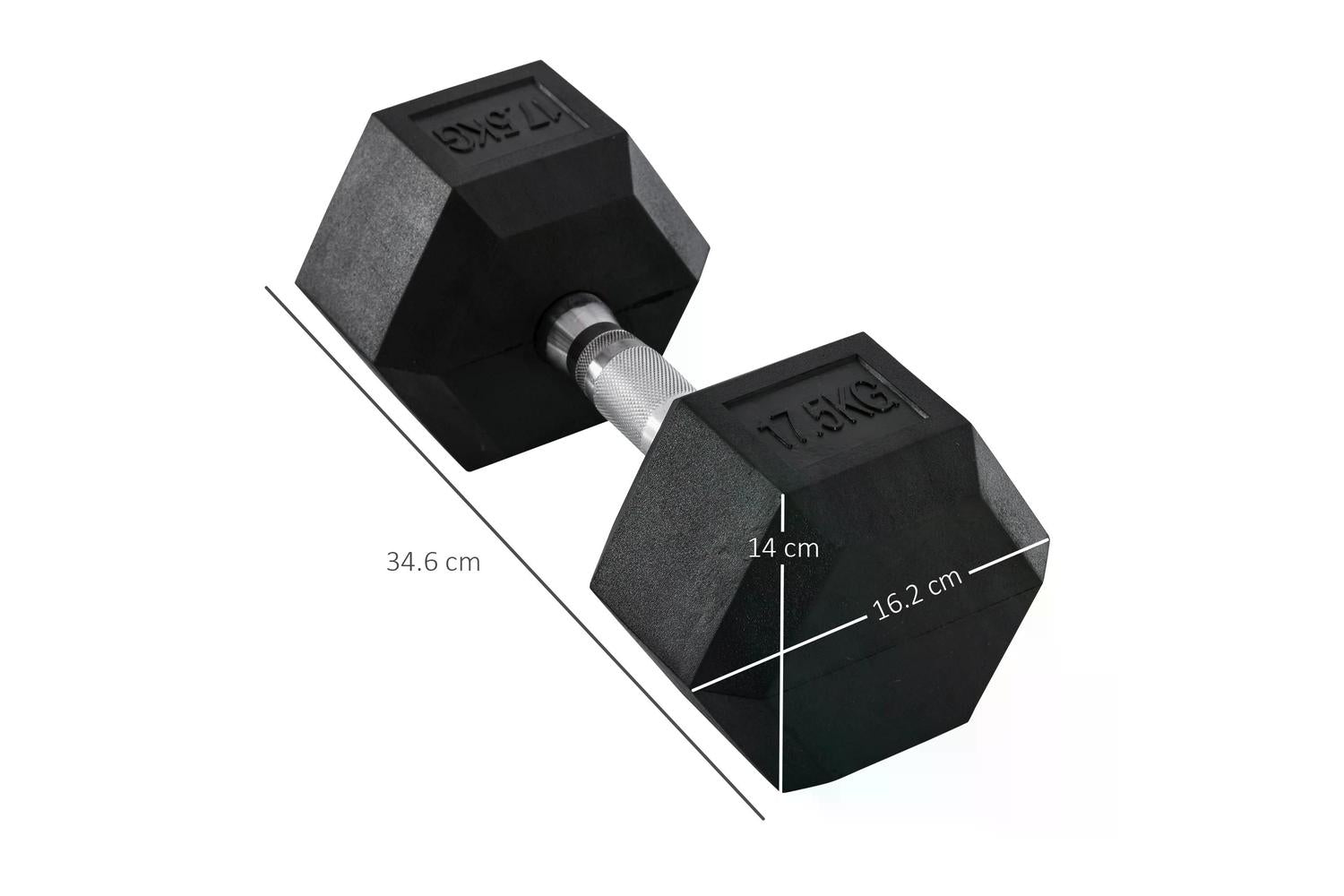 Homcom 17.5 Kg Portable Rubber Hand Weights Dumbbell | Black-2