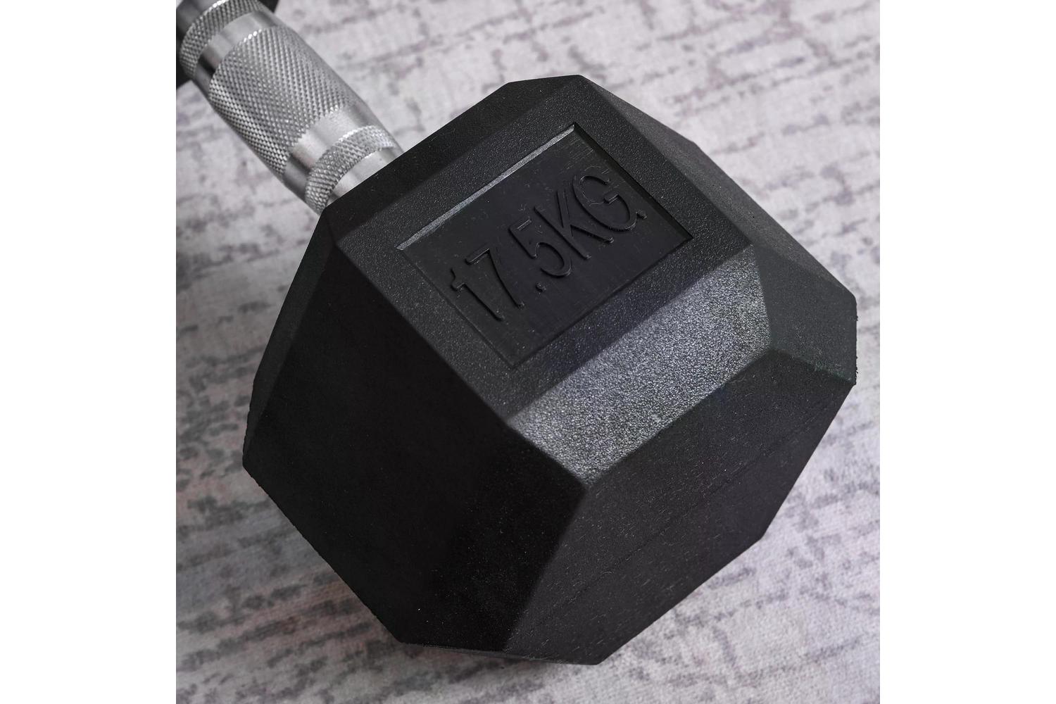 Homcom 17.5 Kg Portable Rubber Hand Weights Dumbbell | Black-8