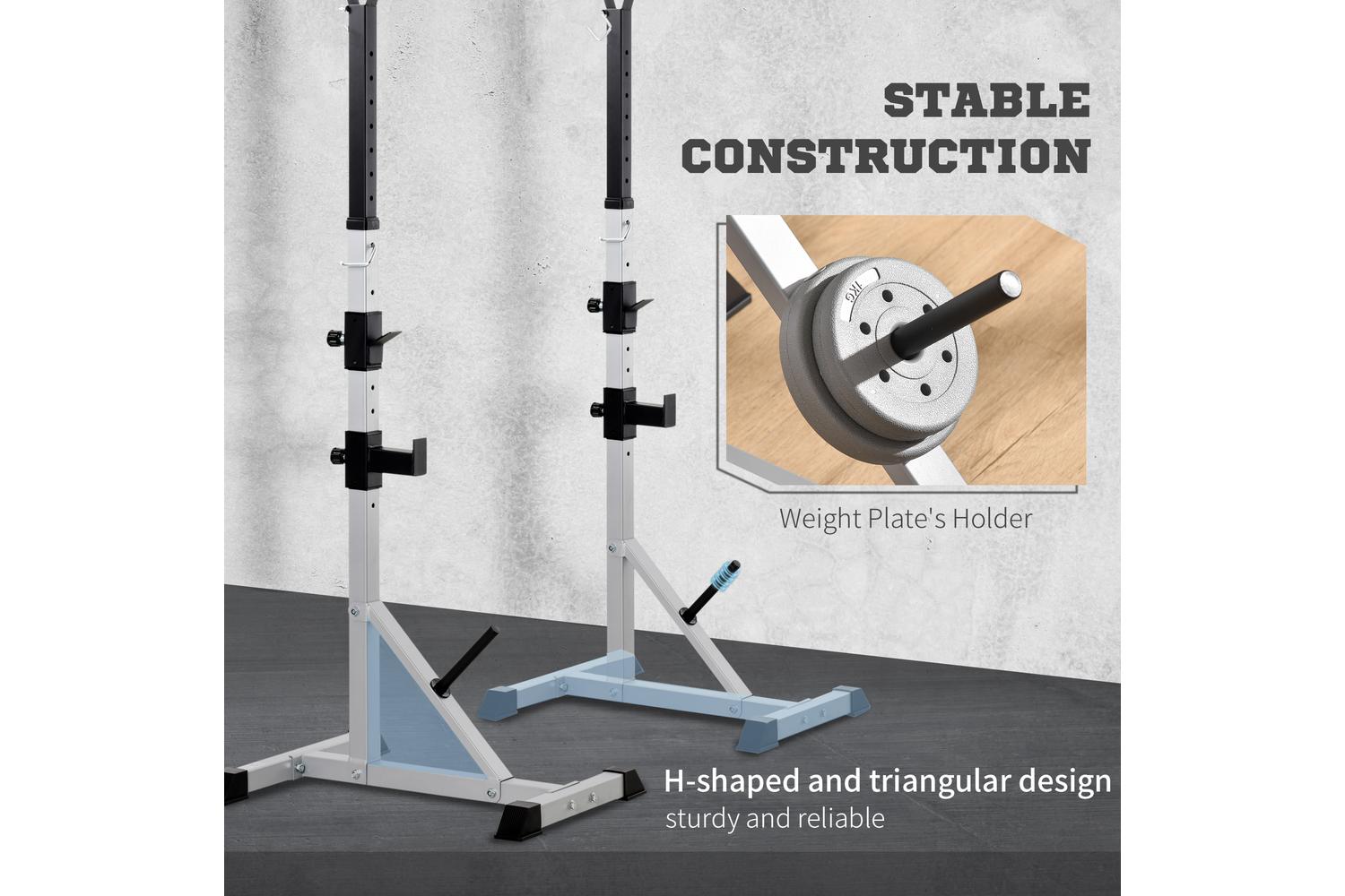 Homcom A91-070v01 Weights Bar Barbell Rack Squat Stand Adjustable Portable Weight Lifting Suitable For Home Gym Training Work Out-3