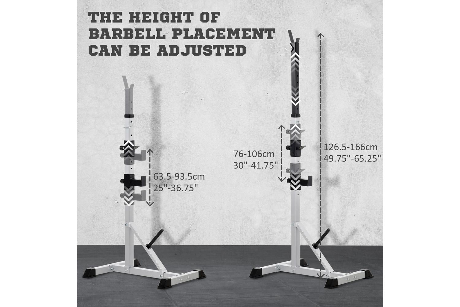Homcom A91-070v01 Weights Bar Barbell Rack Squat Stand Adjustable Portable Weight Lifting Suitable For Home Gym Training Work Out-4