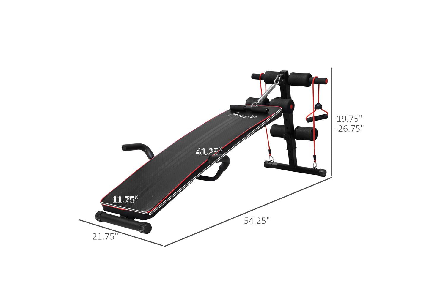 Homcom Sit Up Workout Bench | Black/Red-2