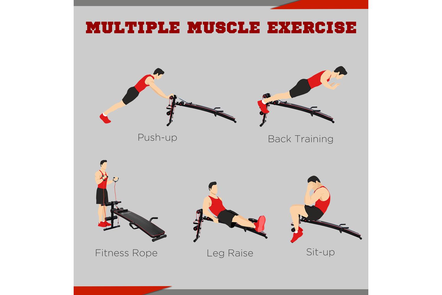 Homcom Sit Up Workout Bench | Black/Red-3