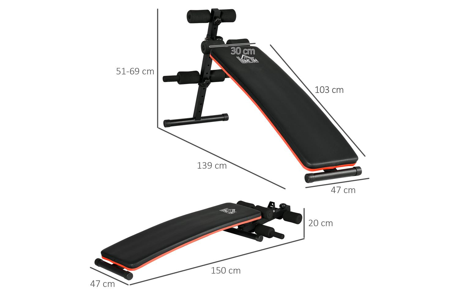 Homcom Foldable Sit Up Bench | Red/Black-2