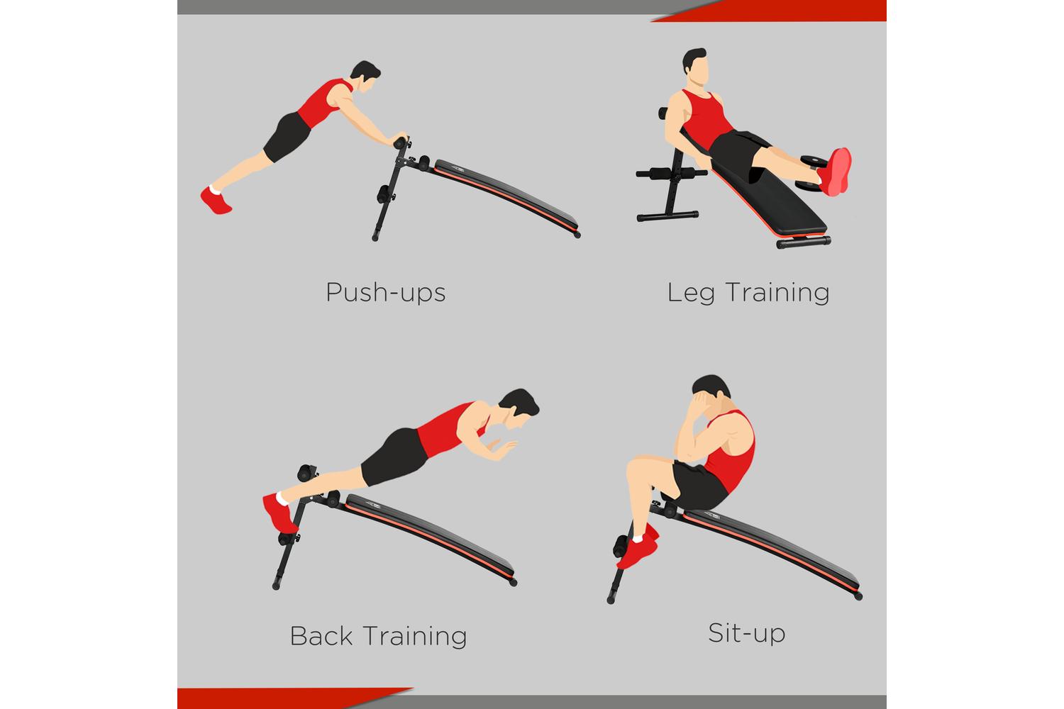 Homcom Foldable Sit Up Bench | Red/Black-3