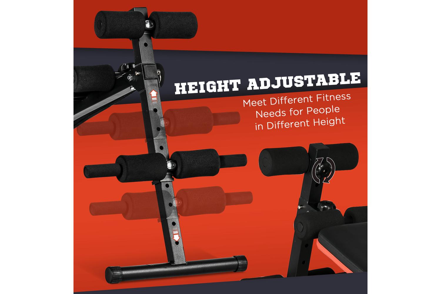 Homcom Foldable Sit Up Bench | Red/Black-5