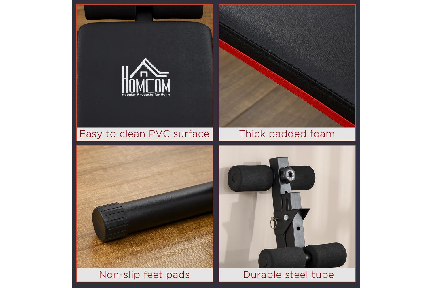 Homcom Foldable Sit Up Bench | Red/Black-6