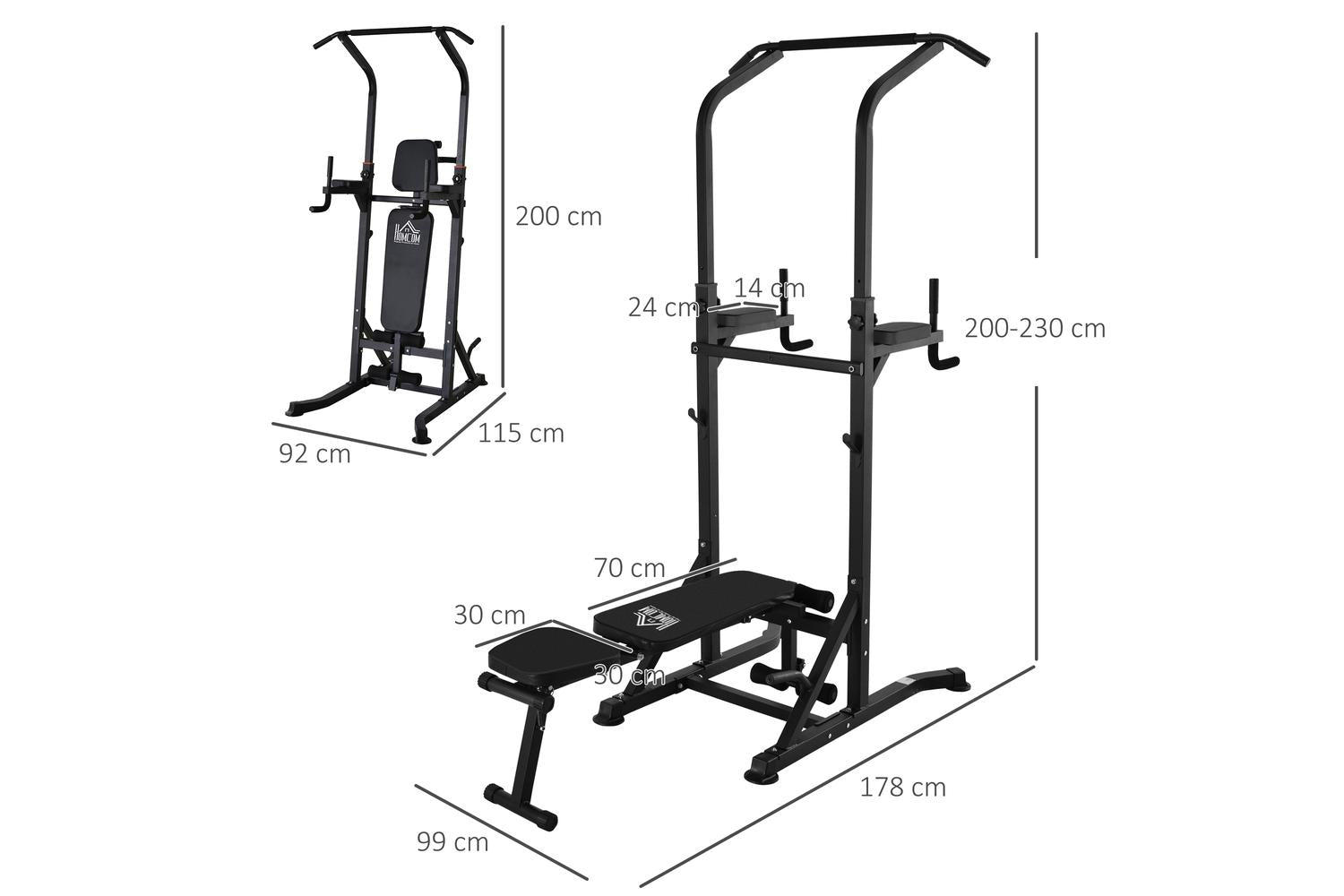 Homcom Adjustable Multi Function Dip Stands | Black-2