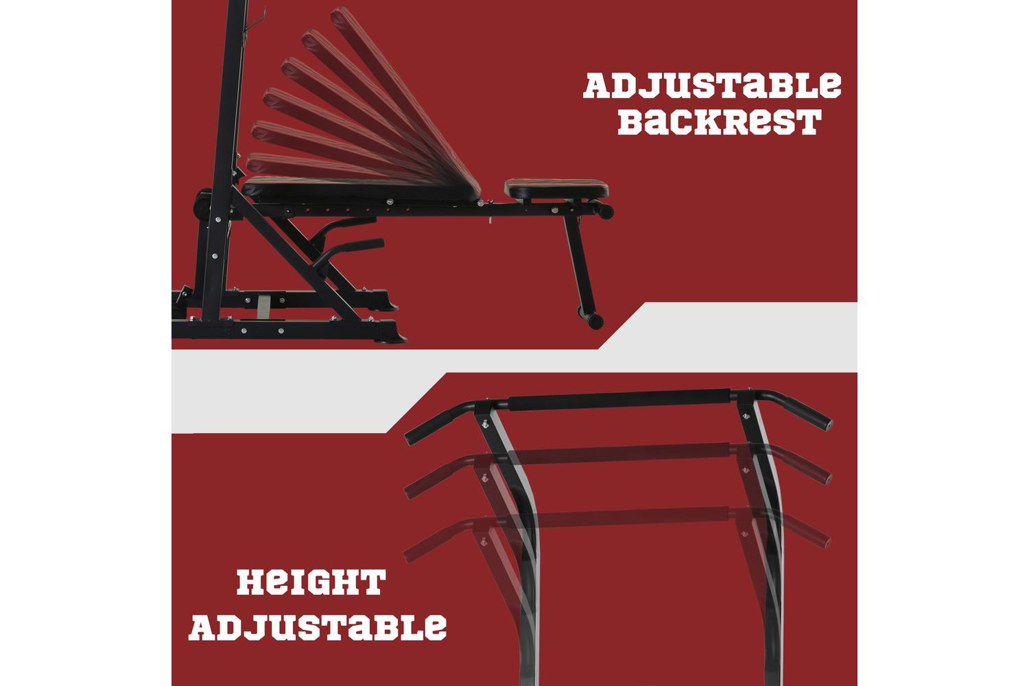 Homcom Adjustable Multi Function Dip Stands | Black-4