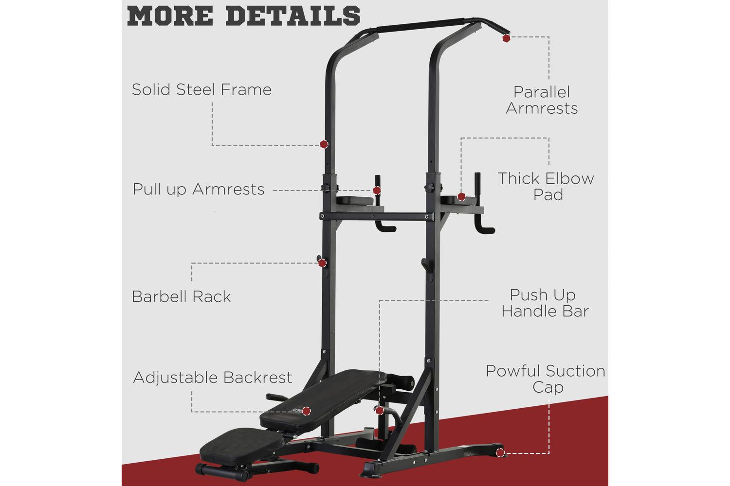 Homcom Adjustable Multi Function Dip Stands | Black-5