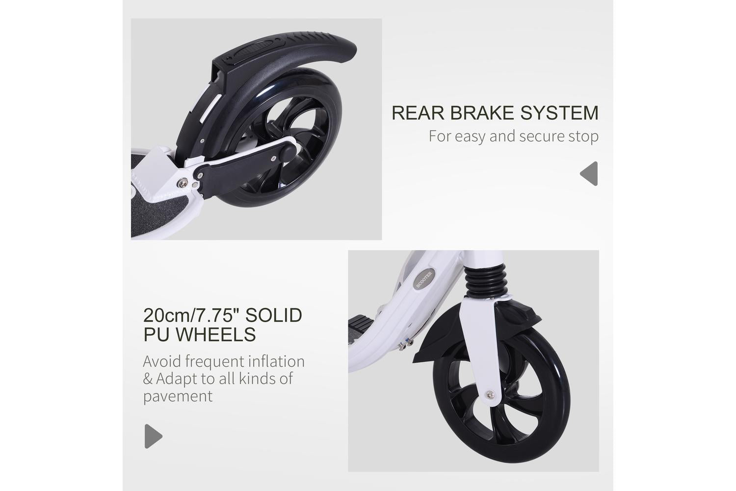 Homcom Foldable Kick Scooter | White-4