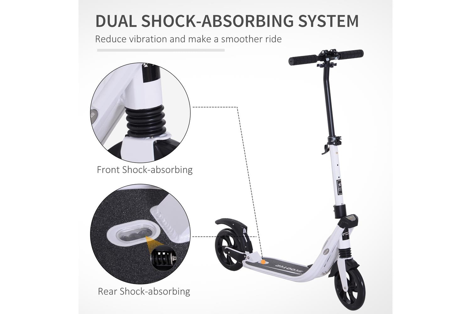 Homcom Foldable Kick Scooter | White-6