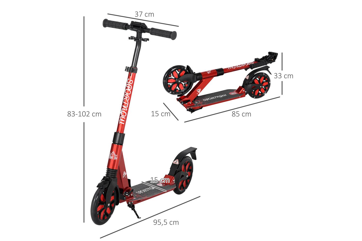 Homcom Adult Foldable Kick Scooter | Red-2