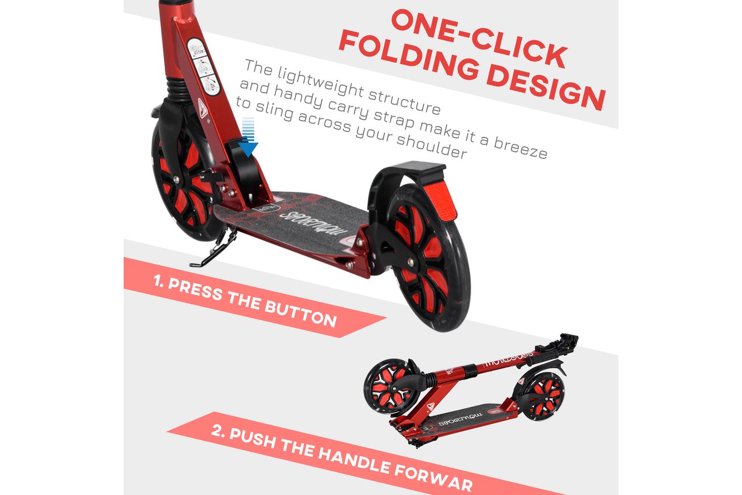 Homcom Adult Foldable Kick Scooter | Red-4