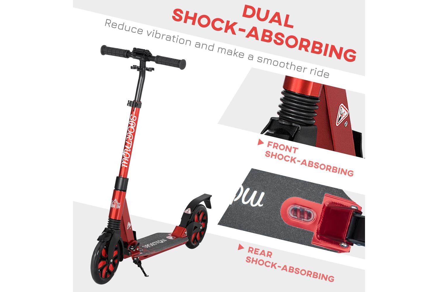 Homcom Adult Foldable Kick Scooter | Red-5