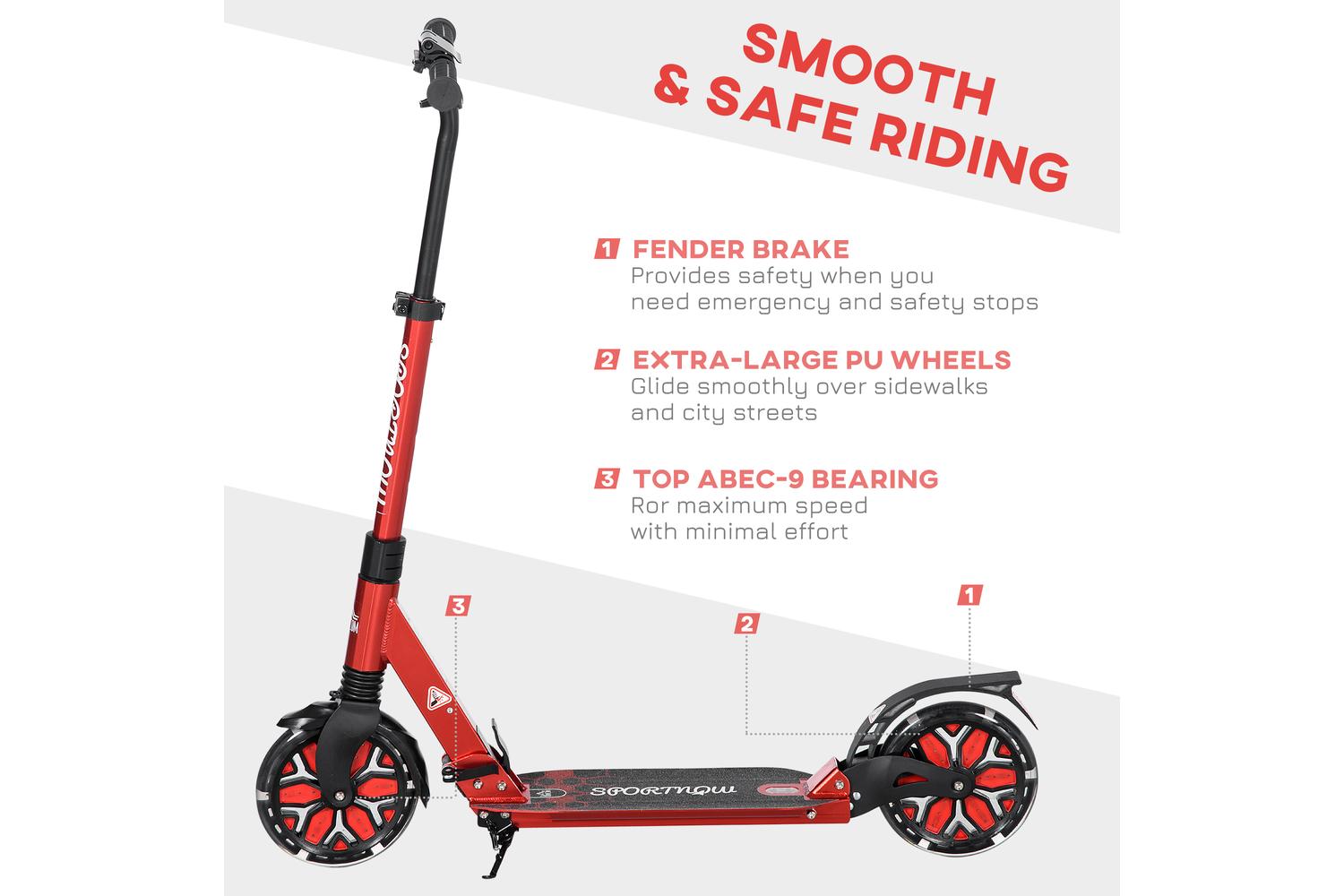 Homcom Adult Foldable Kick Scooter | Red-6