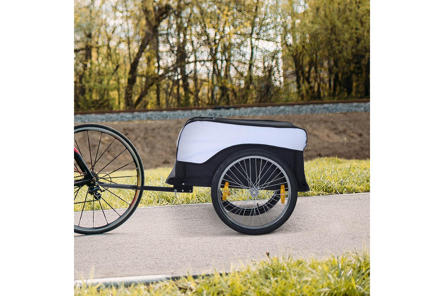 Homcom Folding Bicycle Cargo Trailer with Cover | Black/White