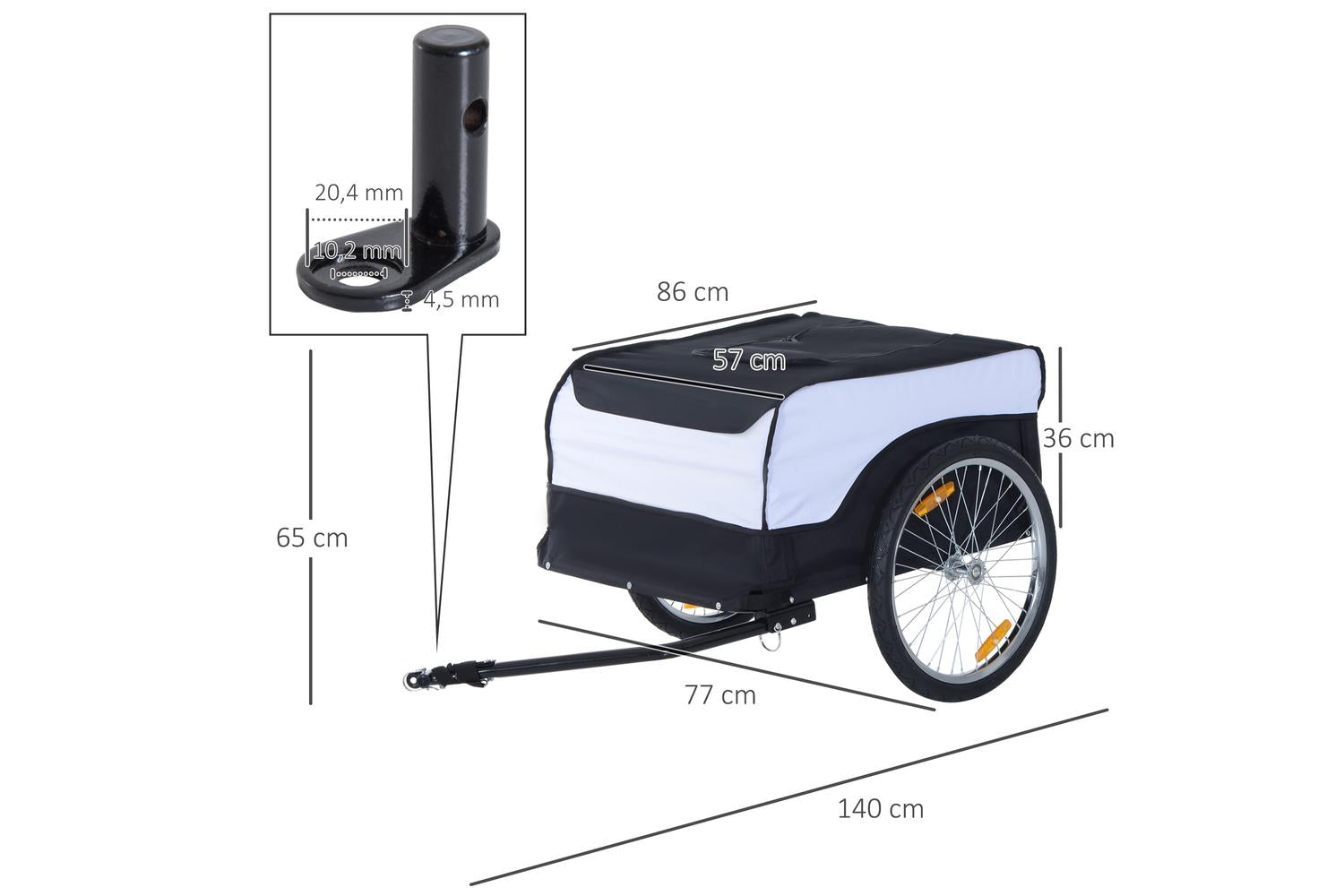 Homcom Folding Bicycle Cargo Trailer with Cover | Black/White-2