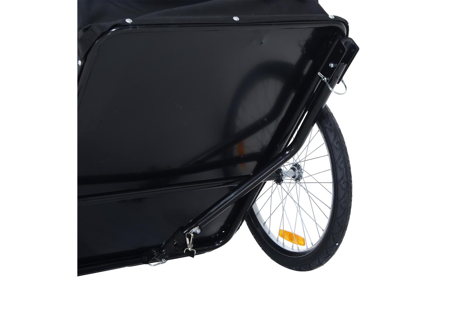 Homcom Folding Bicycle Cargo Trailer with Cover | Black/White-7