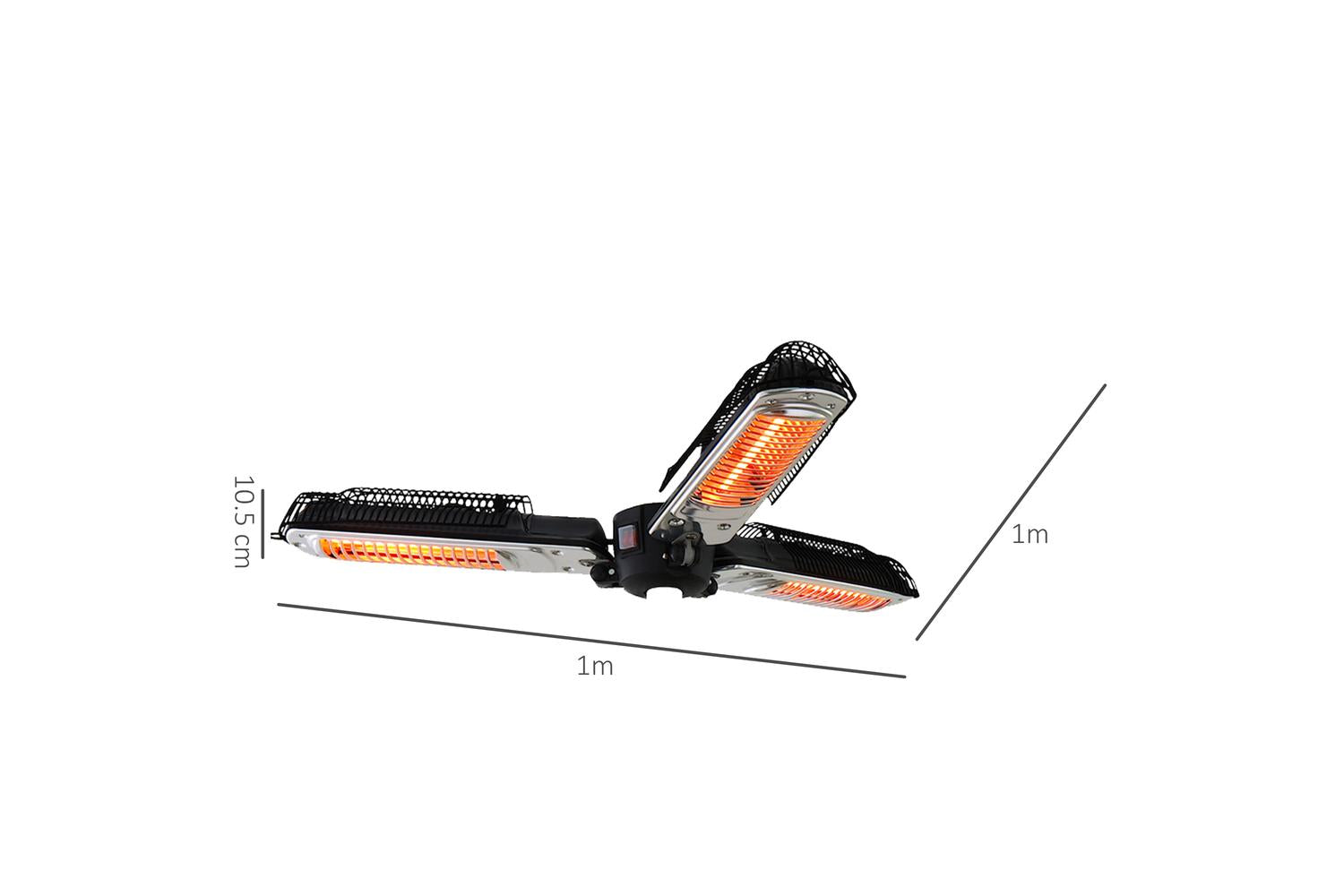 Outsunny 2000W Parasol Mounted Electric Infrared Heater | Black-2