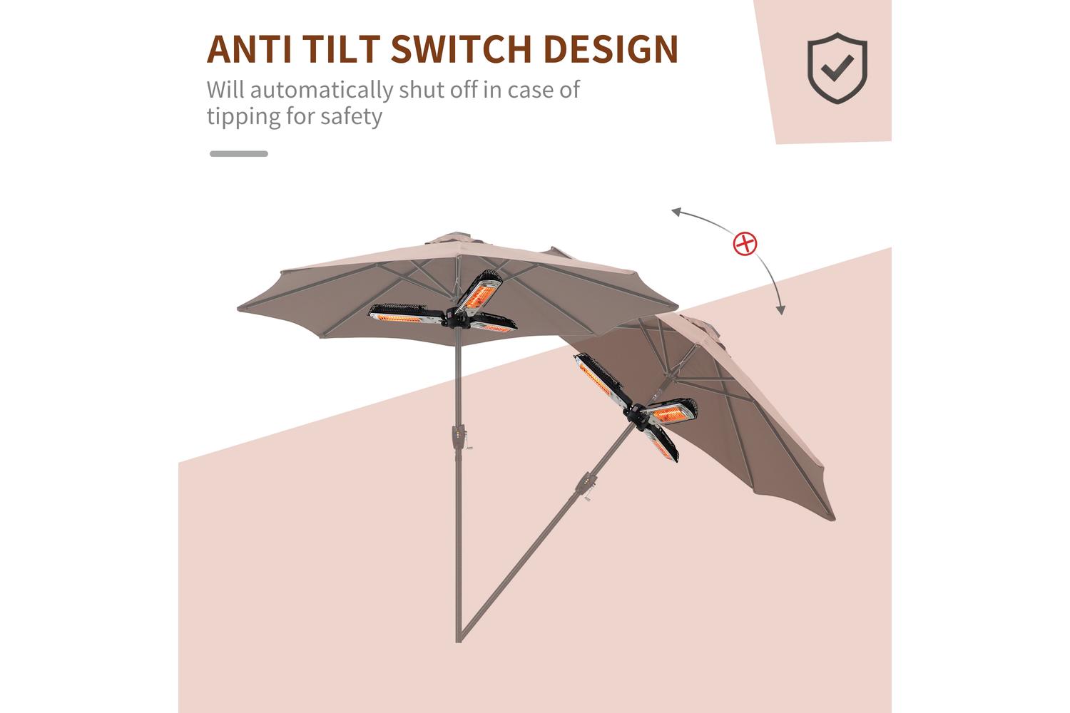 Outsunny 2000W Parasol Mounted Electric Infrared Heater | Black-3