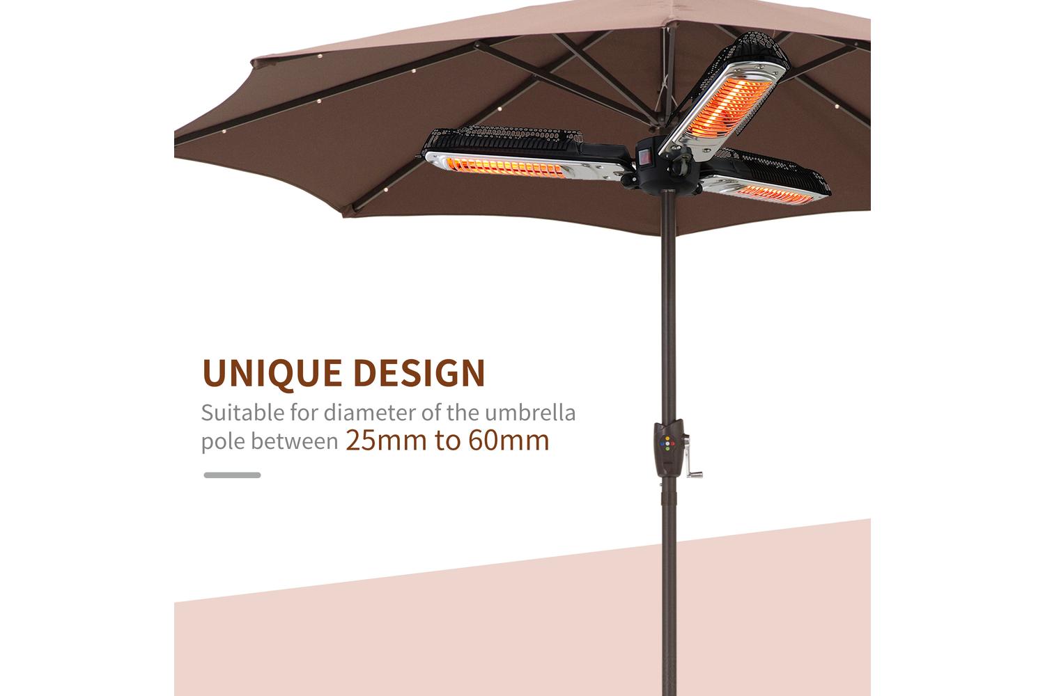 Outsunny 2000W Parasol Mounted Electric Infrared Heater | Black-4