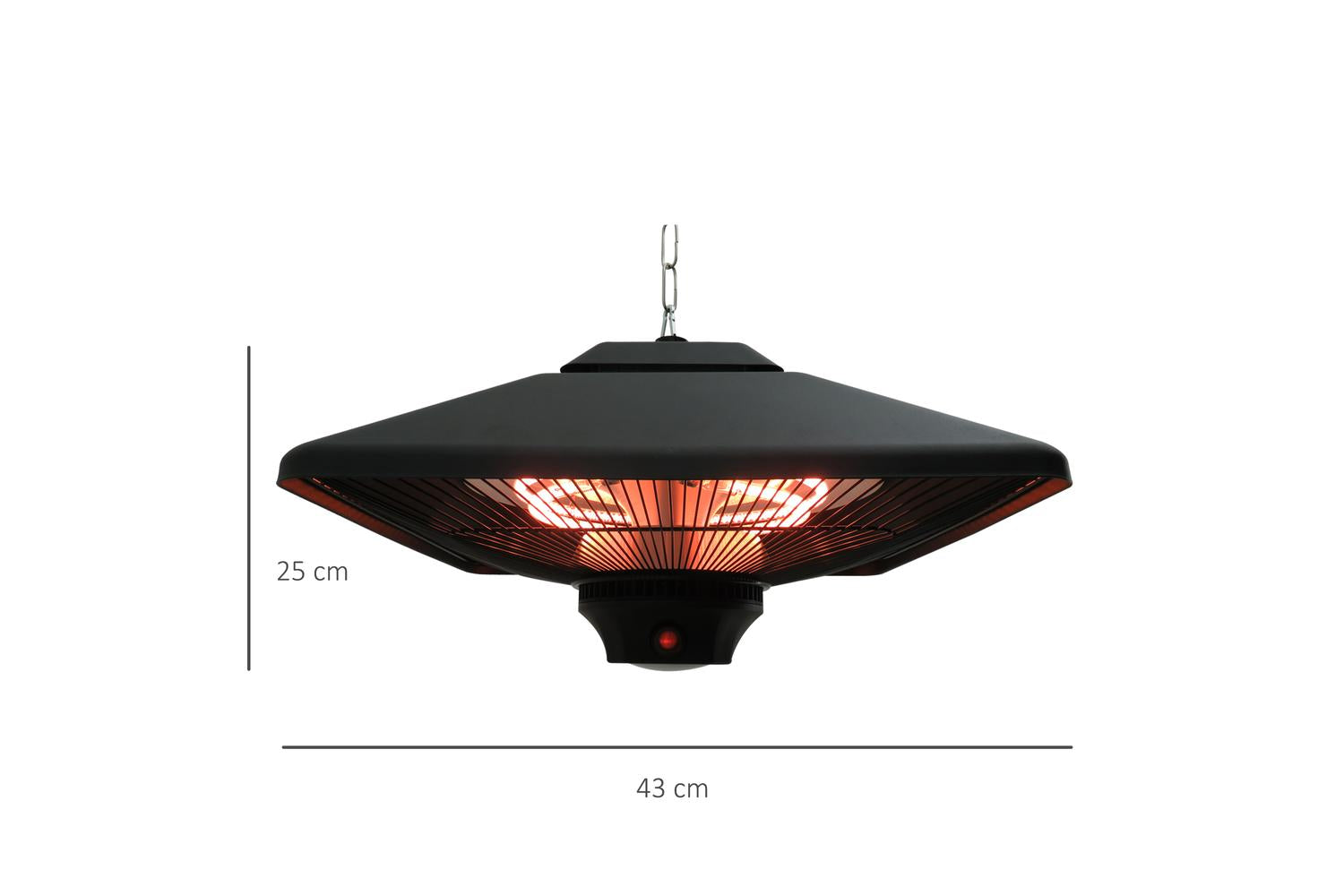 Outsunny 2000W Hanging Halogen Heater | Black-2