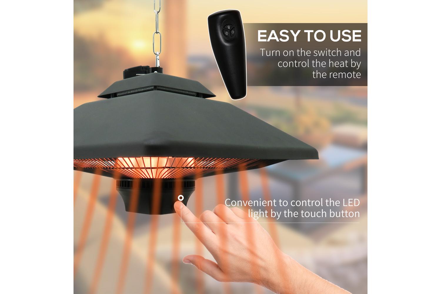 Outsunny 2000W Hanging Halogen Heater | Black-3