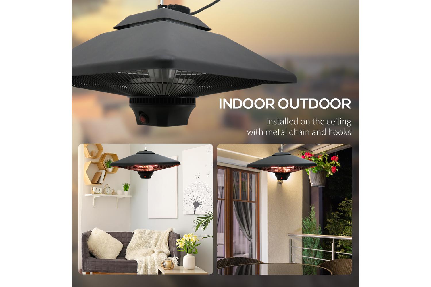 Outsunny 2000W Hanging Halogen Heater | Black-6