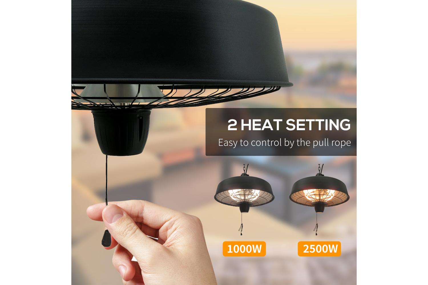 Outsunny 2500W Adjustable Infrared Halogen Light Heater | Black-3