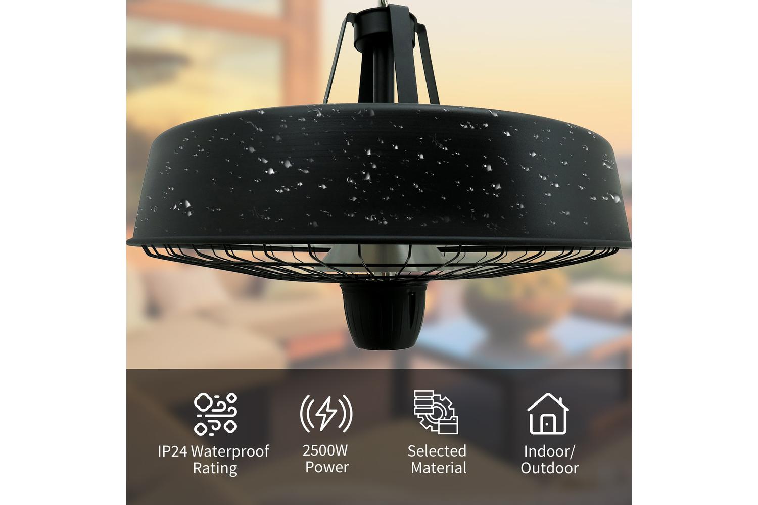 Outsunny 2500W Adjustable Infrared Halogen Light Heater | Black-4