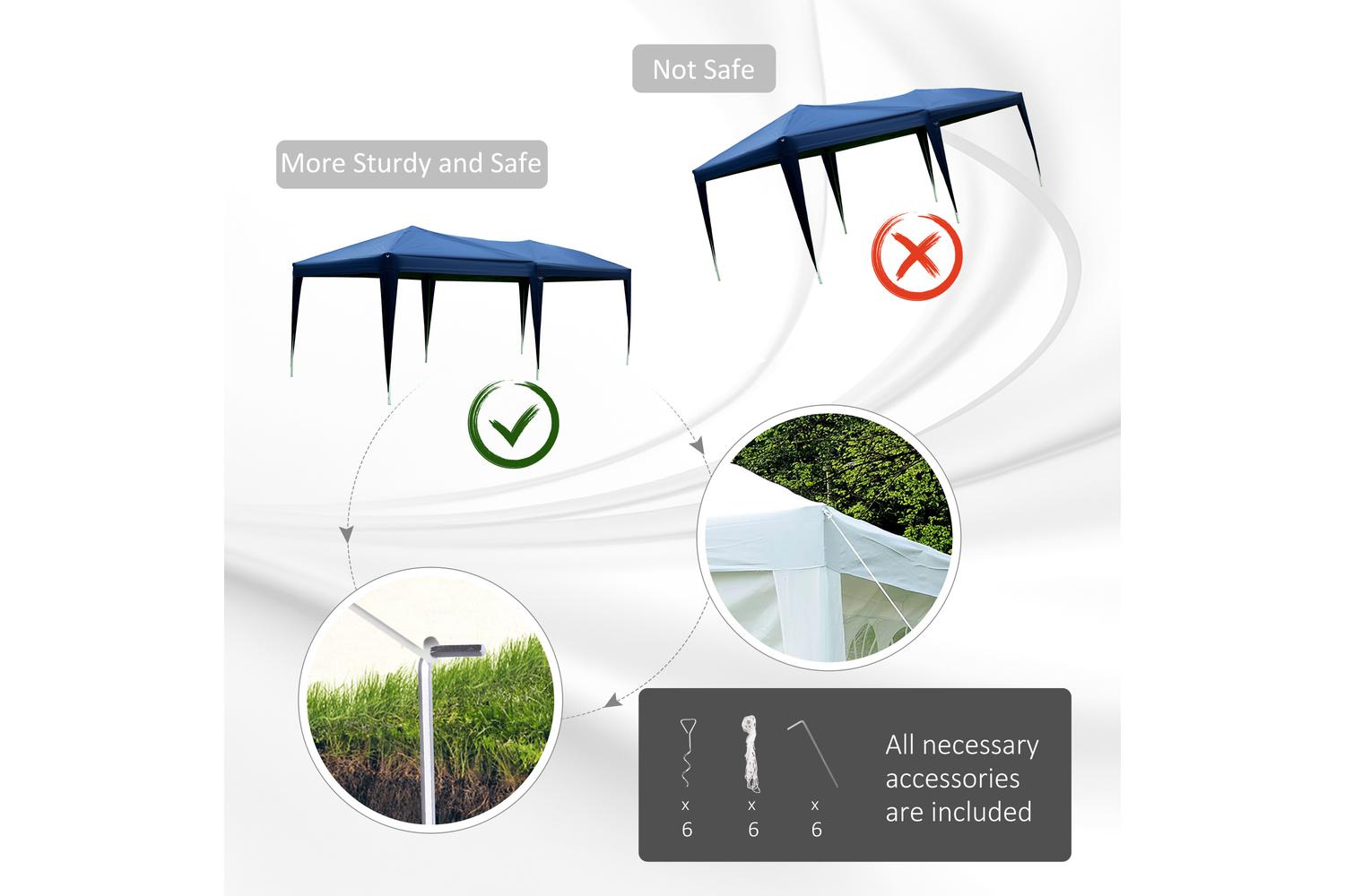 Outsunny Garden Water Resistant Gazebo Pop Up Tent | Blue-5