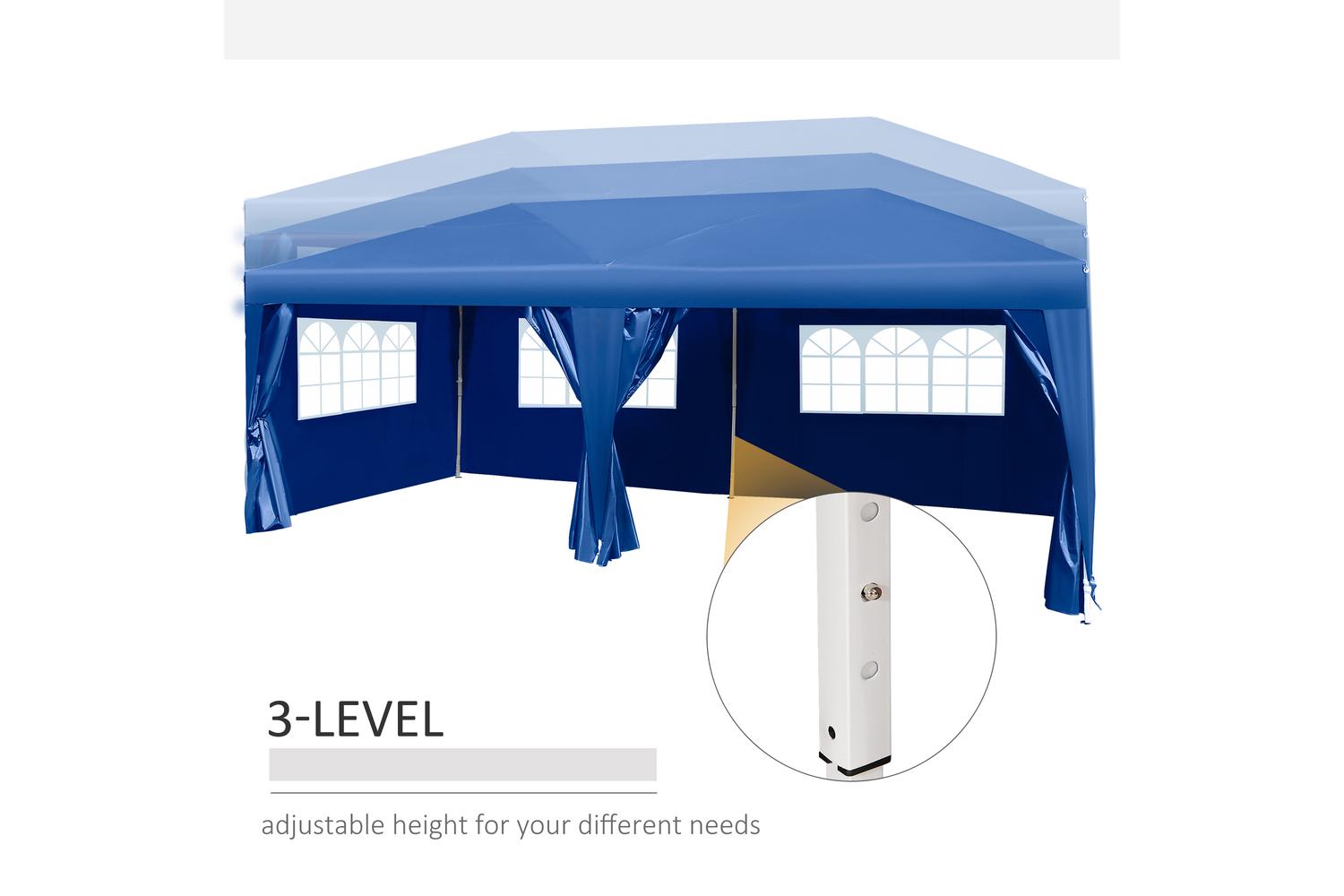 Outsunny Garden Water Resistant Gazebo Pop Up Tent | Blue-6