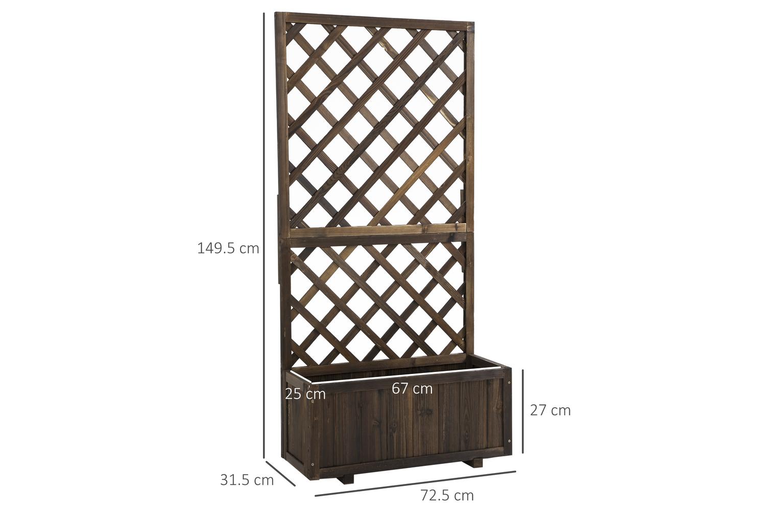 Outsunny Garden Wooden Pine Trough Planter Box | Carbonised-2