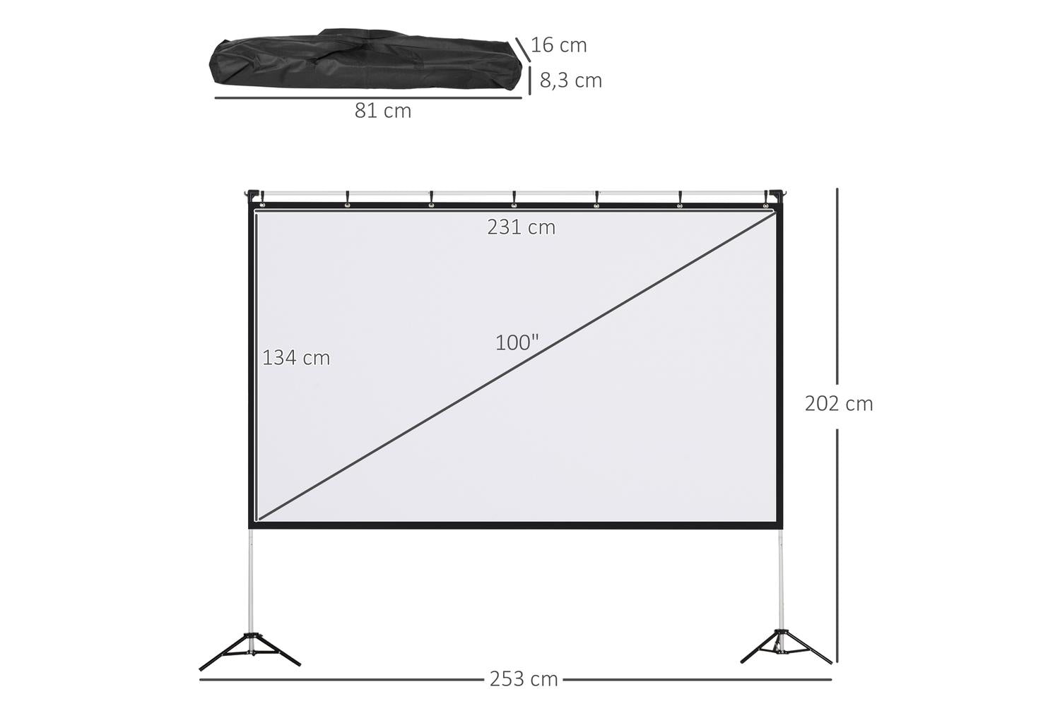 Homcom 4k HD Projector Screen and Stand-2
