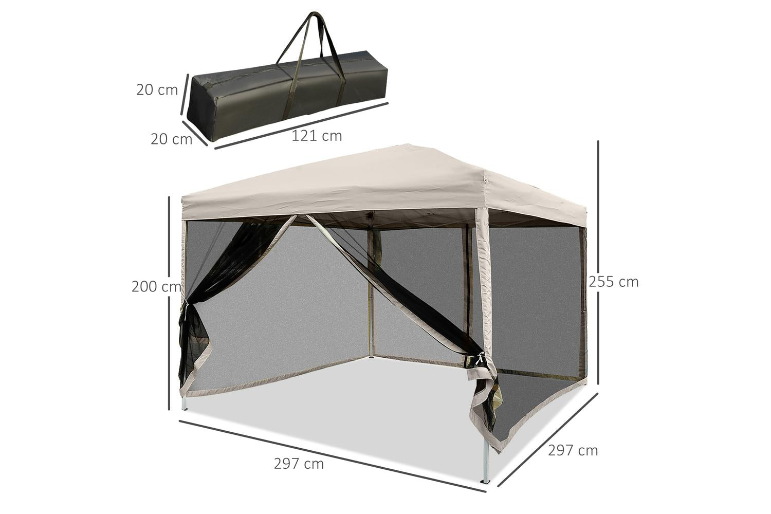 Outsunny Gazebo Pop Up Camping Tent | Tan-2