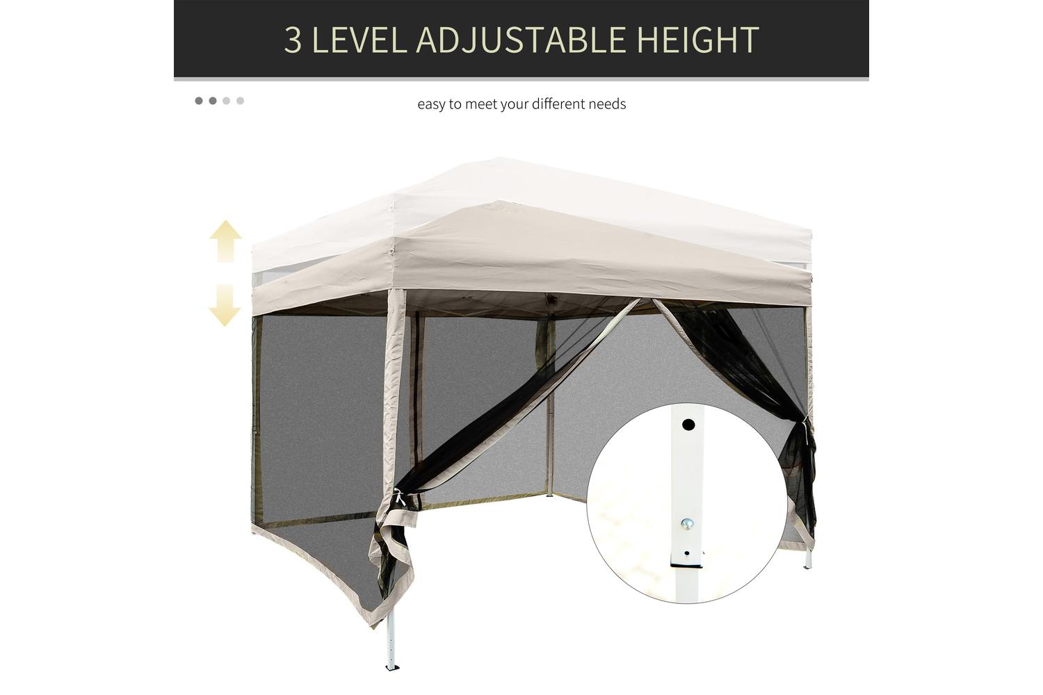 Outsunny Gazebo Pop Up Camping Tent | Tan-5