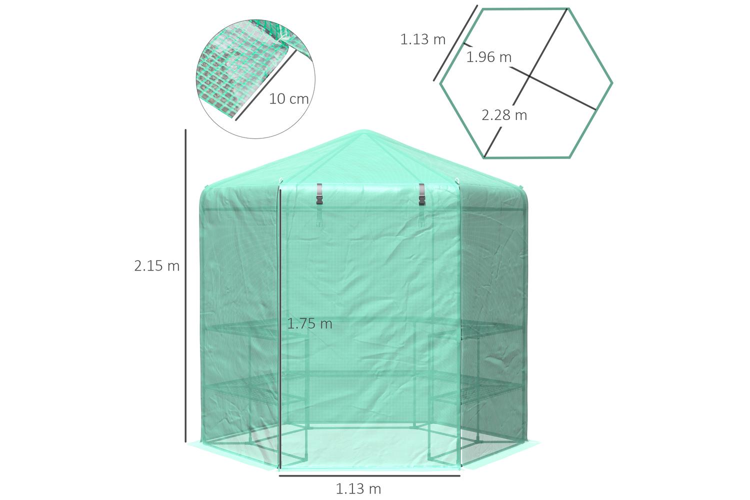 Outsunny Hexagon Walk in Greenhouse | Dark Green-2