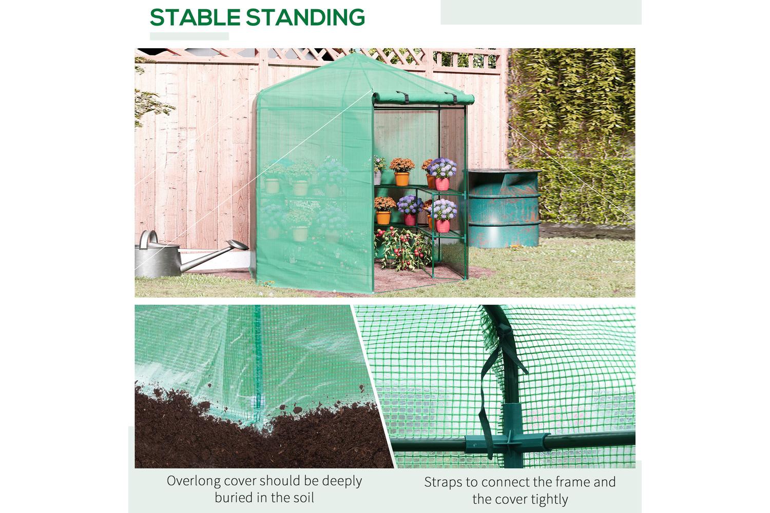 Outsunny Hexagon Walk in Greenhouse | Dark Green-4