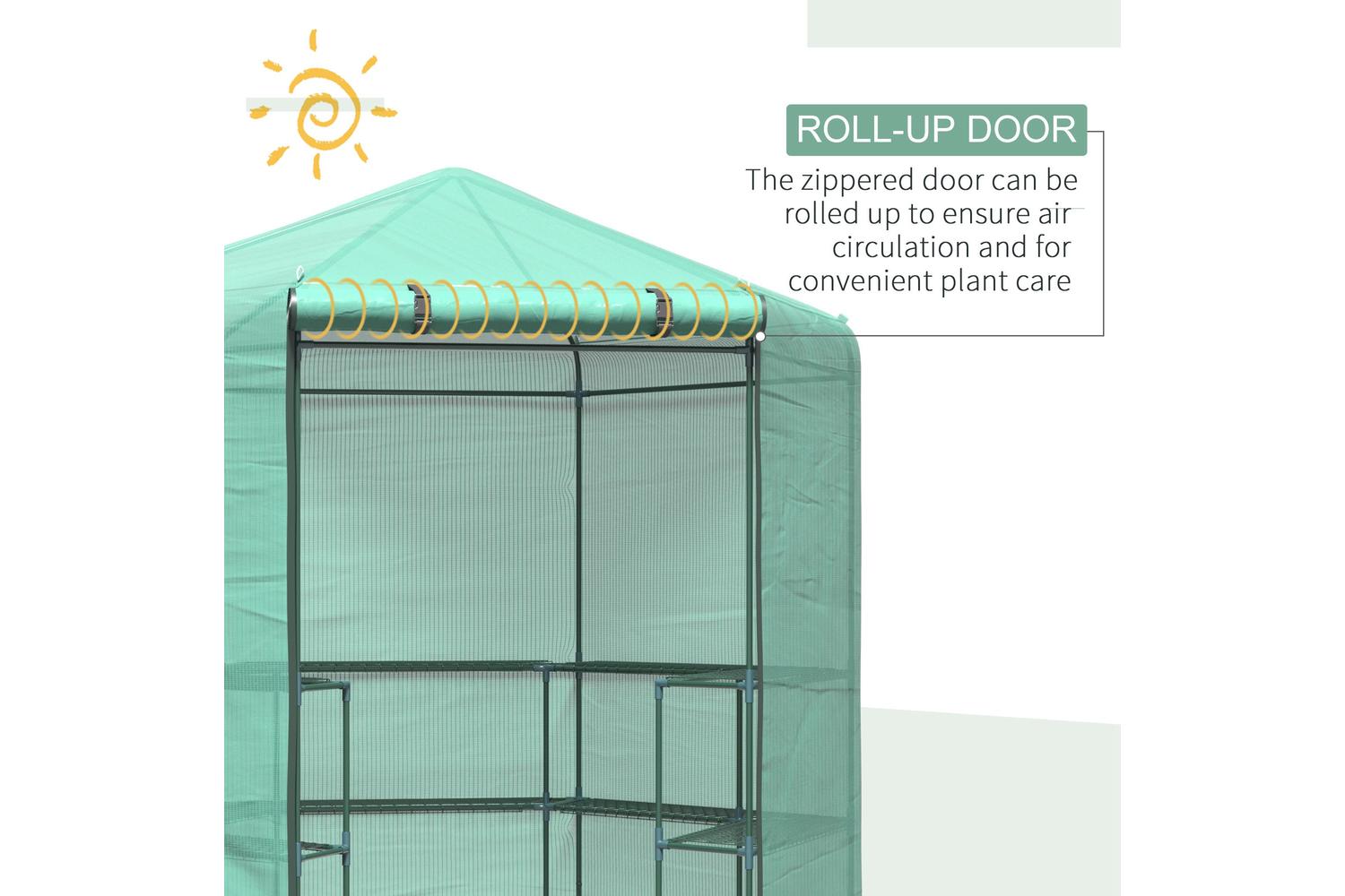 Outsunny Hexagon Walk in Greenhouse | Dark Green-5