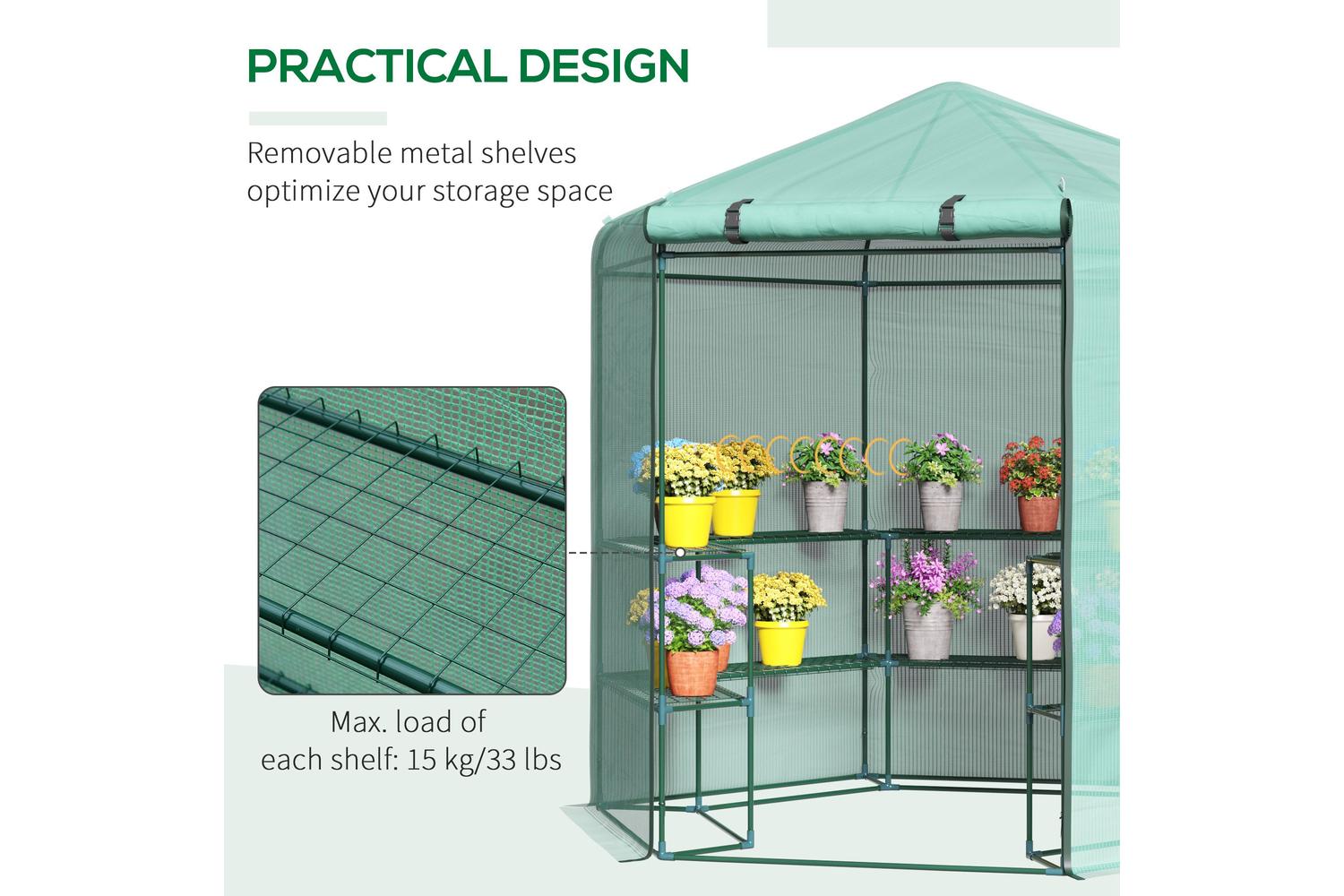 Outsunny Hexagon Walk in Greenhouse | Dark Green-6