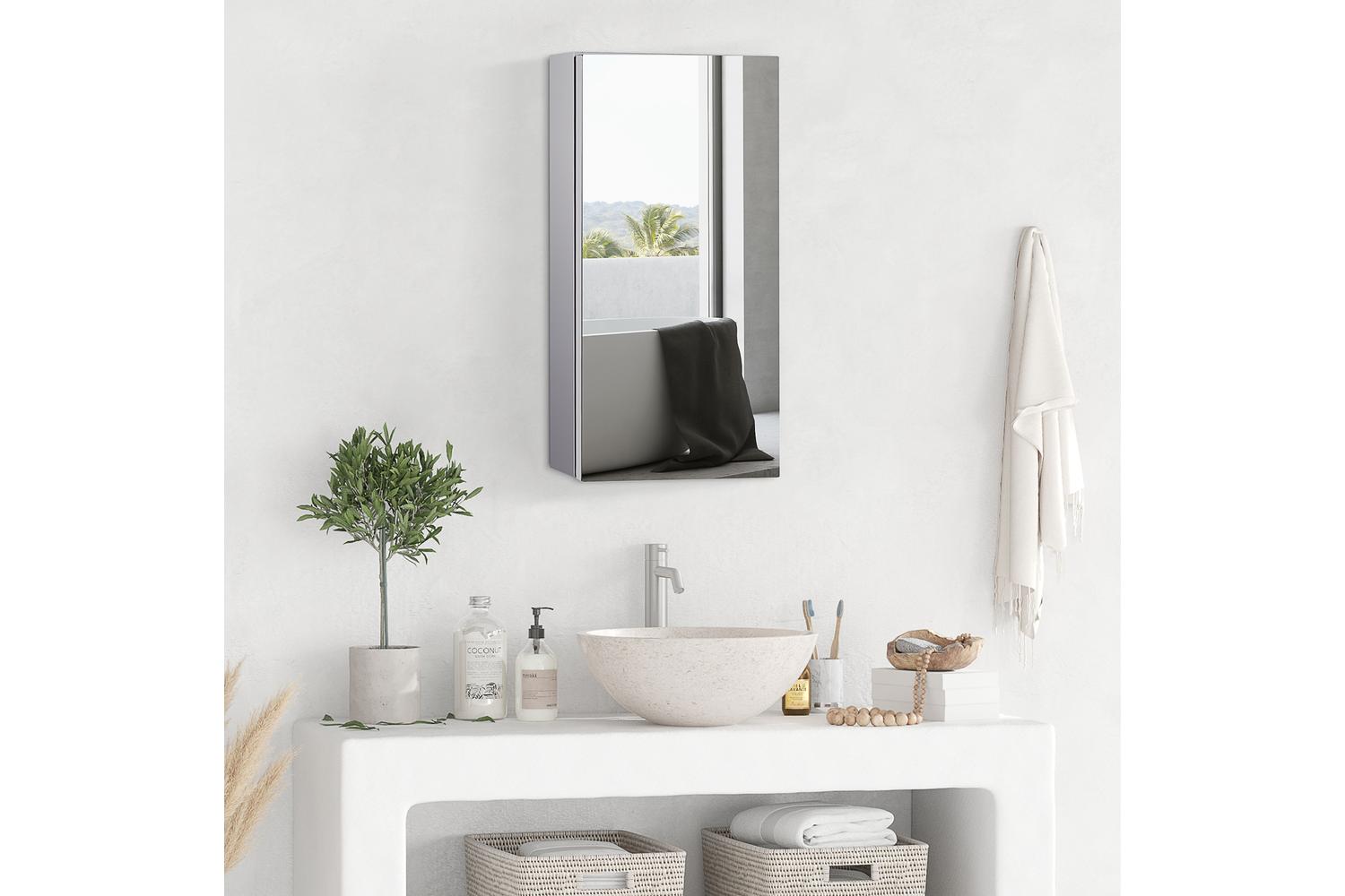 Homcom Stainless Steel Mirror Storage Cabinet | Silver