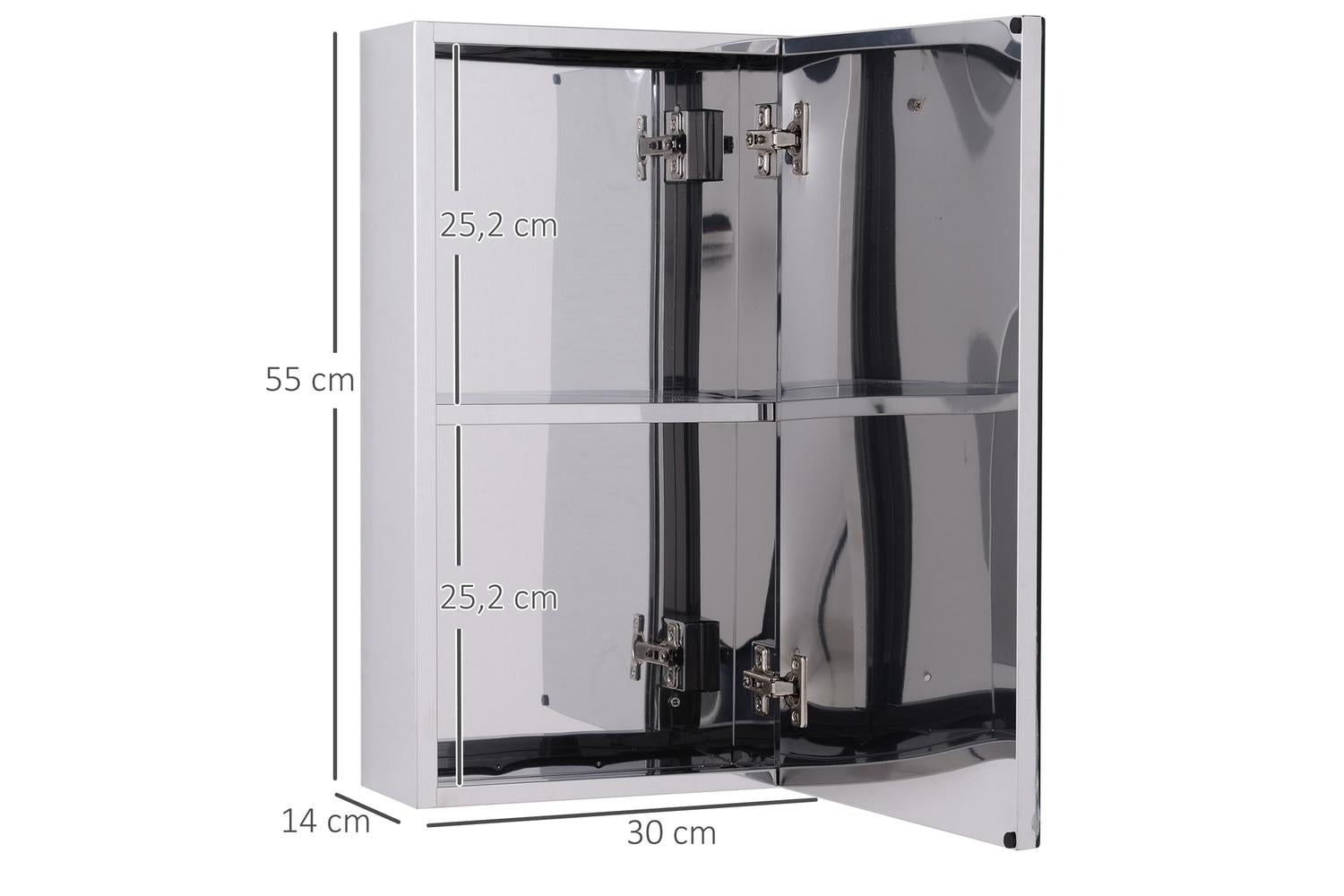 Homcom Stainless Steel Mirror Storage Cabinet | Silver-2