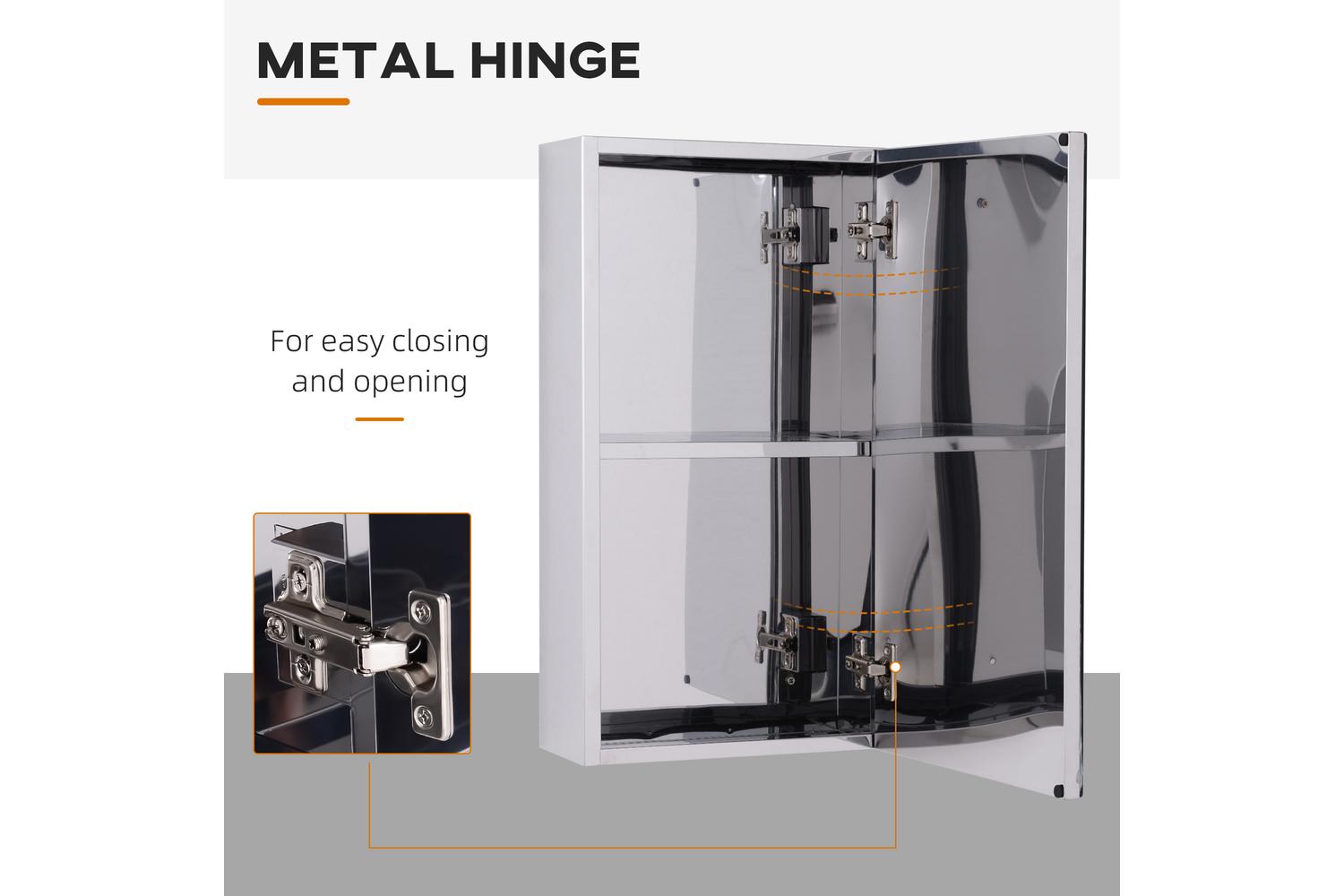 Homcom Stainless Steel Mirror Storage Cabinet | Silver-5