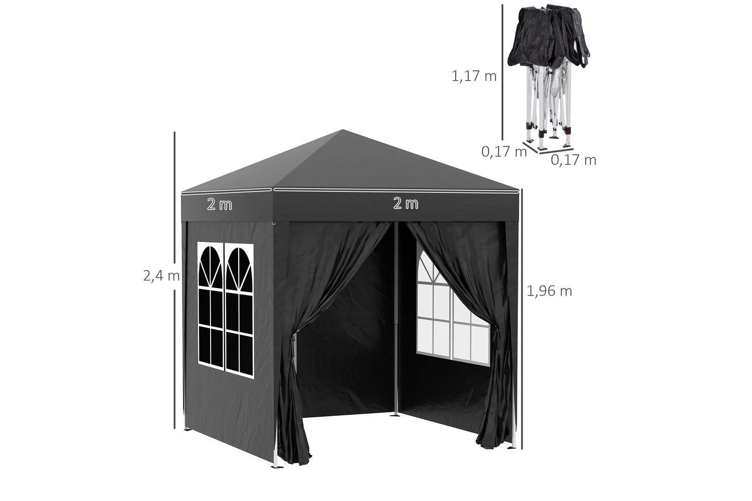 Outsunny Pop Up Gazebo Canopy | Black-2