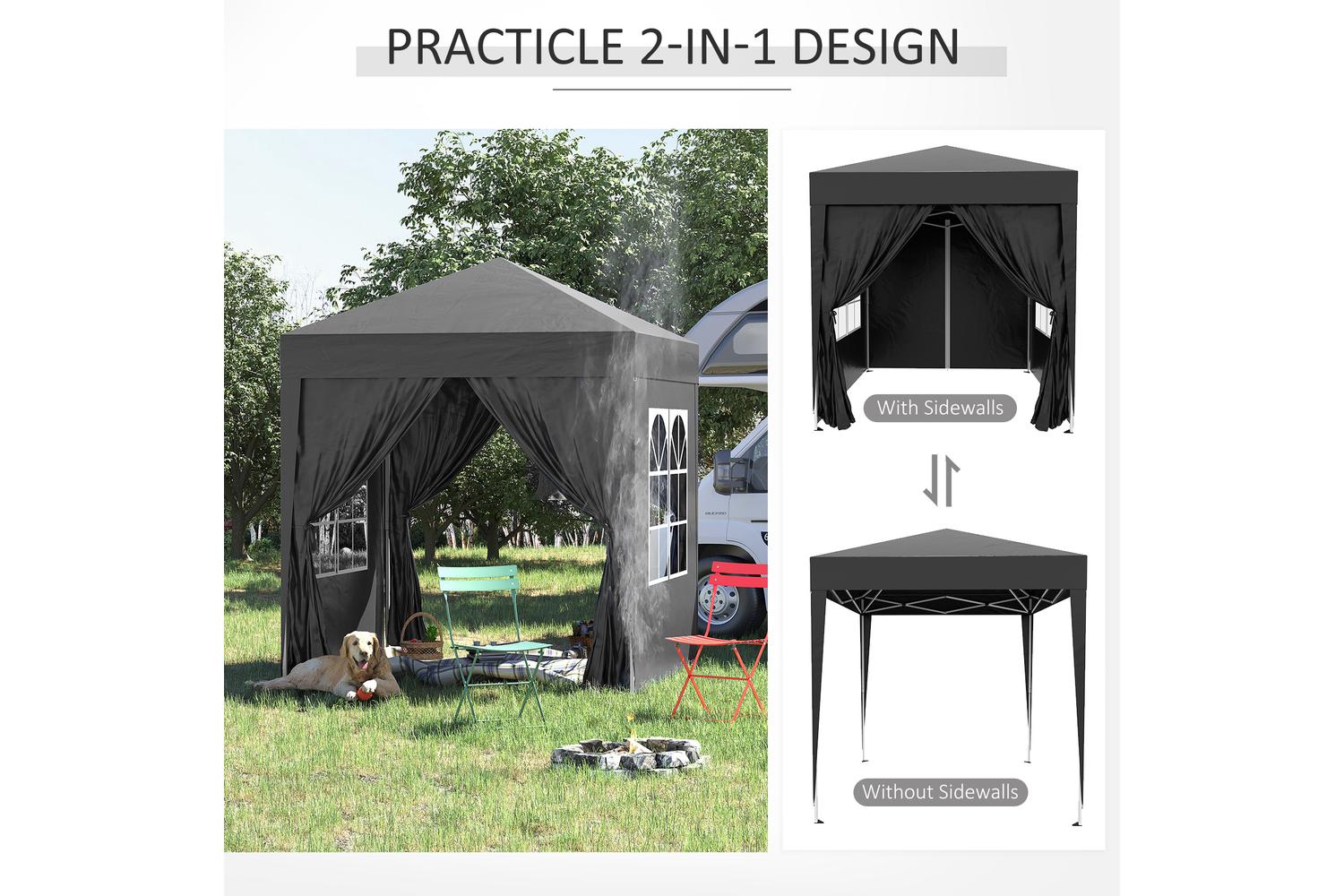Outsunny Pop Up Gazebo Canopy | Black-4