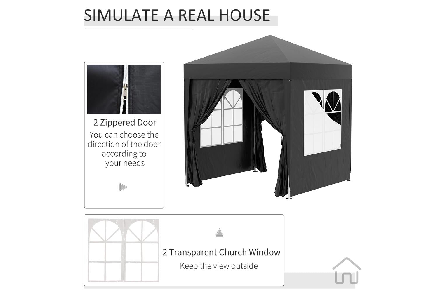 Outsunny Pop Up Gazebo Canopy | Black-5