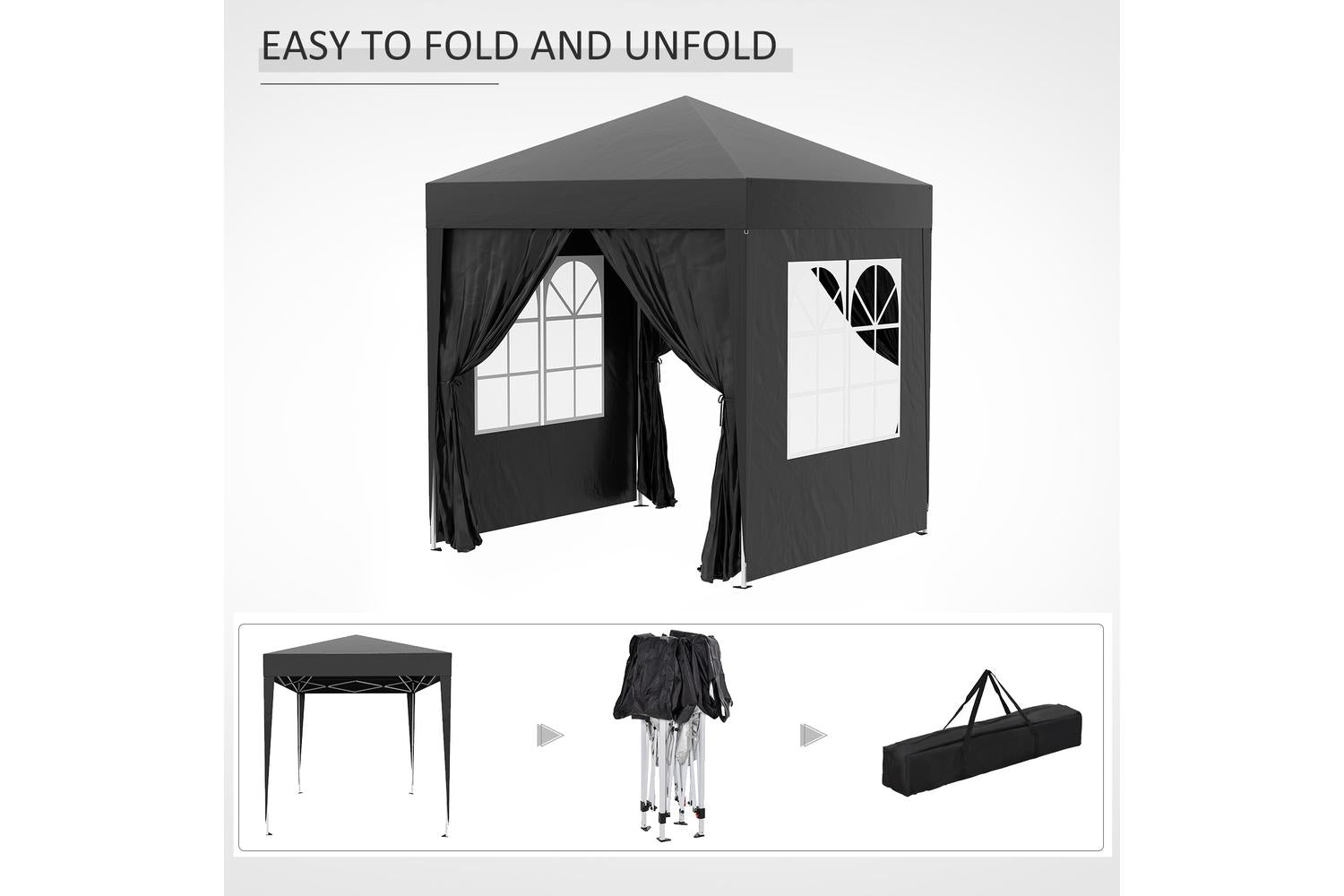 Outsunny Pop Up Gazebo Canopy | Black-6