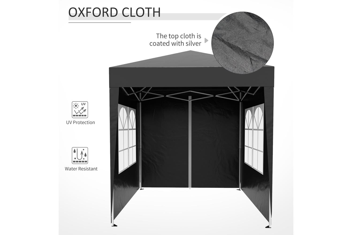 Outsunny Pop Up Gazebo Canopy | Black-7