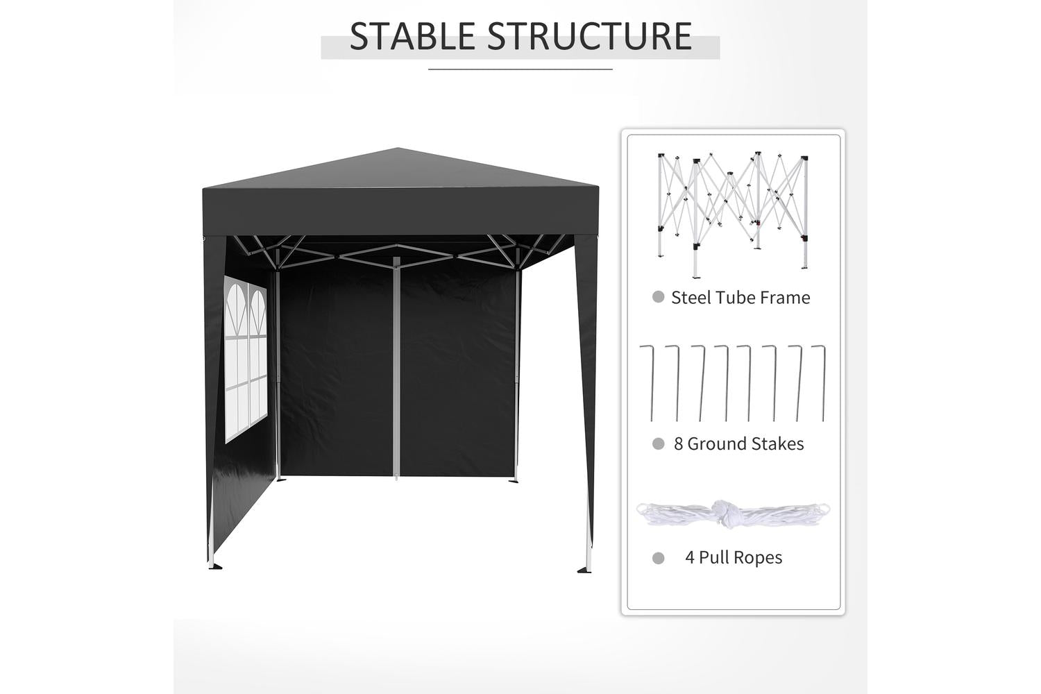 Outsunny Pop Up Gazebo Canopy | Black-8